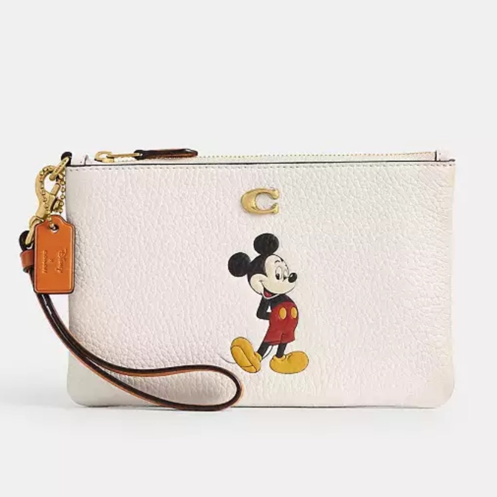 Disney X Coach Essential Small Wristlet Regenerative Leather With Mickey Mouse